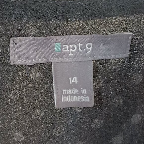 EUC~ Apt 9 Black Sheer Lined White Polka Dots Lightweight Sleeveless Top Size 14 - Picture 7 of 10